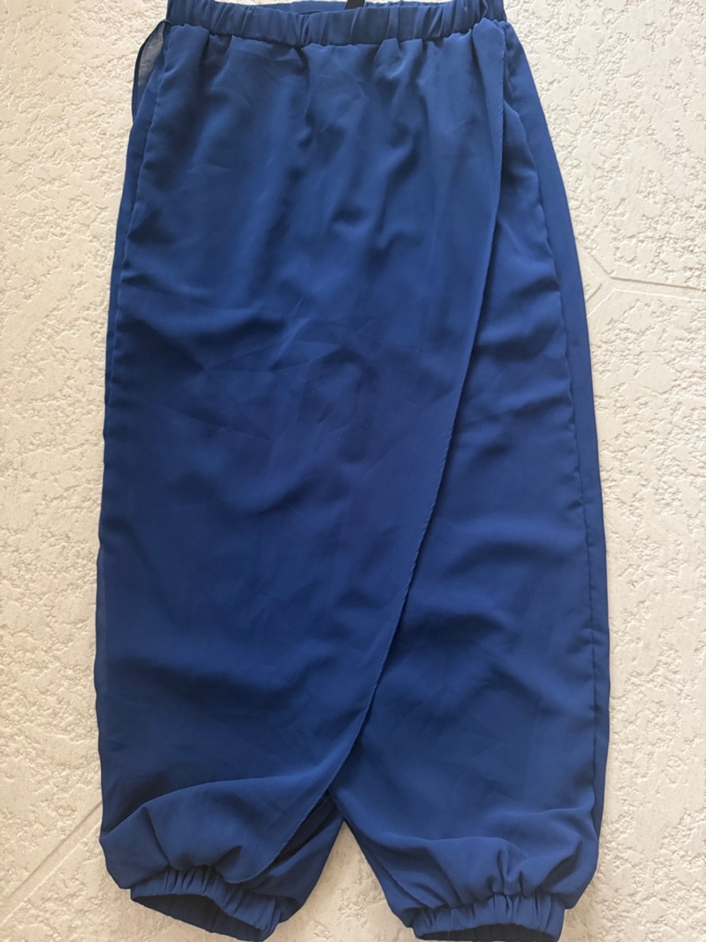 SHEIN Dark Blue Wrap-Front Elastic Hem Pants